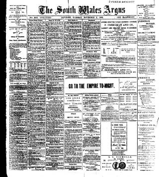 cover page of South Wales Argus published on November 2, 1897