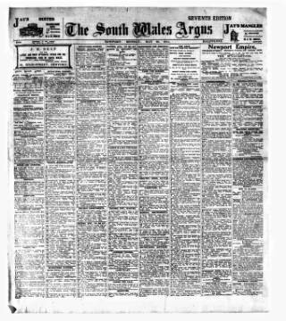 cover page of South Wales Argus published on May 22, 1911