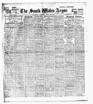 cover page of South Wales Argus published on June 13, 1911