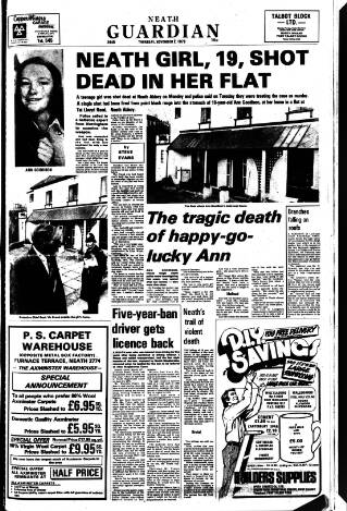 cover page of Neath Guardian published on November 2, 1978