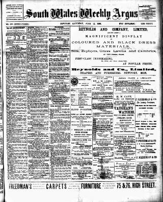 cover page of South Wales Weekly Argus and Monmouthshire Advertiser published on June 13, 1896