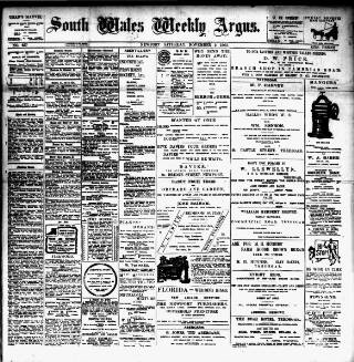 cover page of South Wales Weekly Argus and Monmouthshire Advertiser published on November 2, 1901