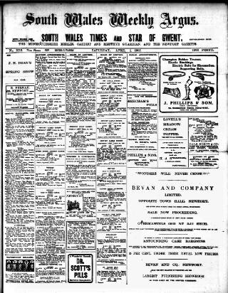 cover page of South Wales Weekly Argus and Monmouthshire Advertiser published on April 1, 1905