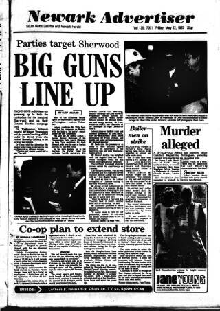 cover page of Newark Advertiser published on May 22, 1987