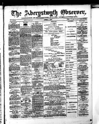 cover page of Aberystwyth Observer published on April 1, 1876