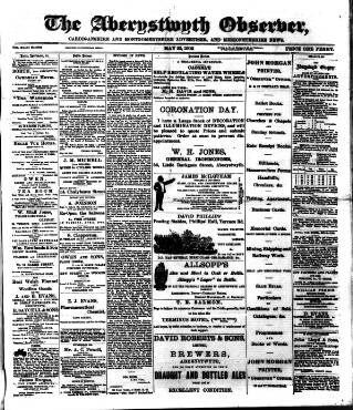 cover page of Aberystwyth Observer published on May 22, 1902