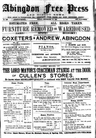 cover page of Abingdon Free Press published on December 13, 1907