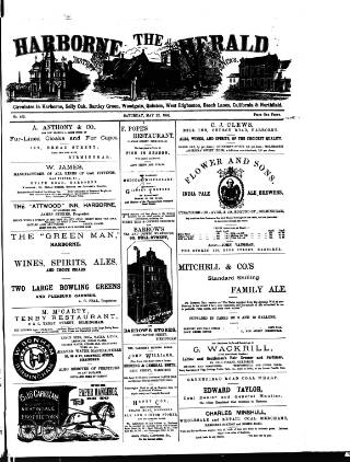 cover page of Harborne Herald published on May 22, 1886