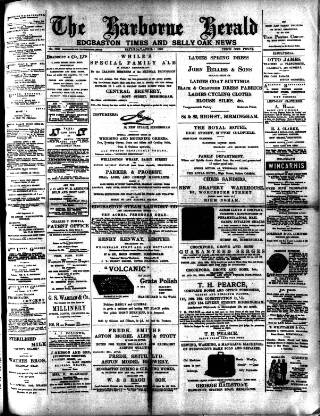 cover page of Harborne Herald published on April 1, 1899