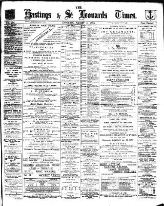 cover page of Hastings & St. Leonards Times published on August 2, 1879