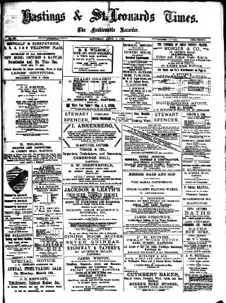cover page of Hastings & St. Leonards Times published on April 1, 1893