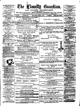 cover page of Llanelly and County Guardian and South Wales Advertiser published on April 1, 1875