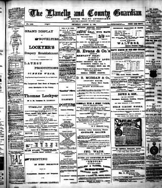 cover page of Llanelly and County Guardian and South Wales Advertiser published on August 2, 1894