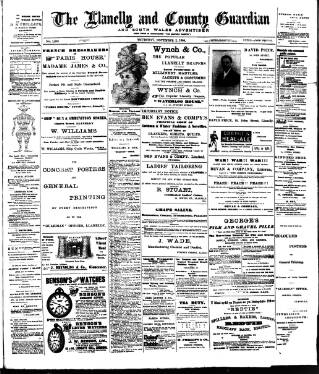 cover page of Llanelly and County Guardian and South Wales Advertiser published on November 2, 1899
