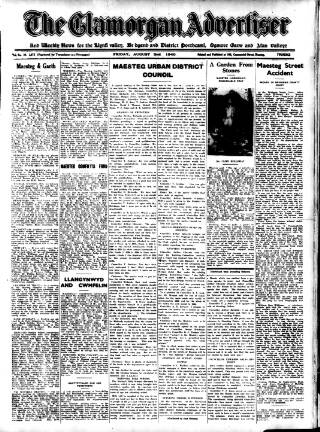 cover page of Glamorgan Advertiser published on August 2, 1940