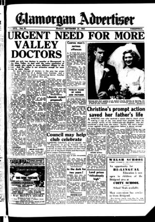 cover page of Glamorgan Advertiser published on September 22, 1961