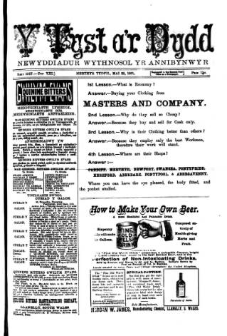 cover page of Y Tyst published on May 22, 1891