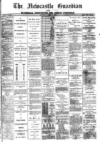 cover page of Newcastle Guardian and Silverdale, Chesterton and Audley Chronicle published on August 2, 1884