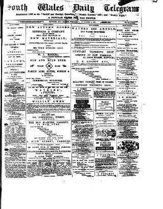 cover page of South Wales Daily Telegram published on November 2, 1881
