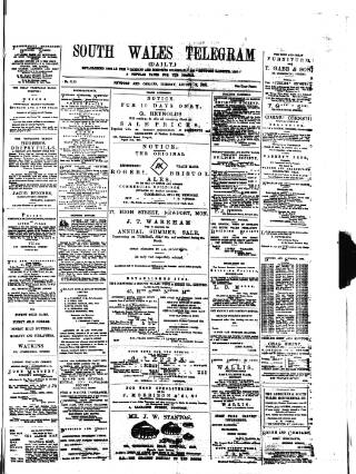 cover page of South Wales Daily Telegram published on August 2, 1887