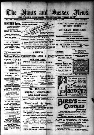cover page of Hants and Sussex News published on November 2, 1904