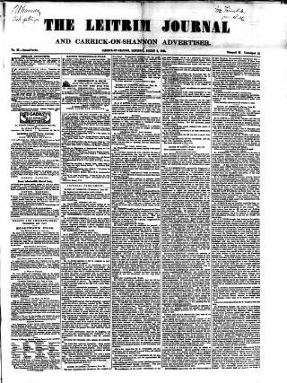 cover page of Leitrim Journal published on August 2, 1862