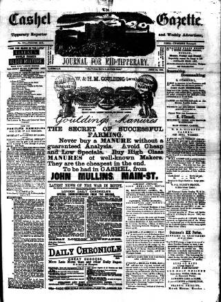 cover page of Cashel Gazette and Weekly Advertiser published on June 13, 1885