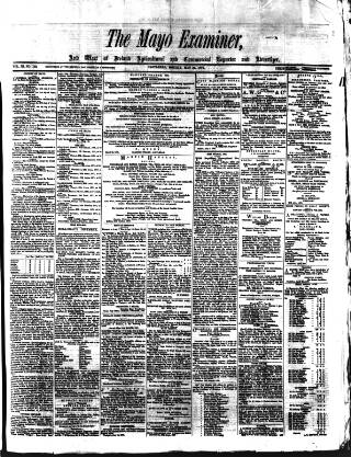 cover page of Mayo Examiner published on May 22, 1871