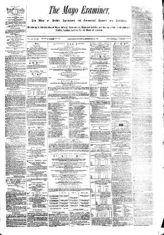 cover page of Mayo Examiner published on September 28, 1878