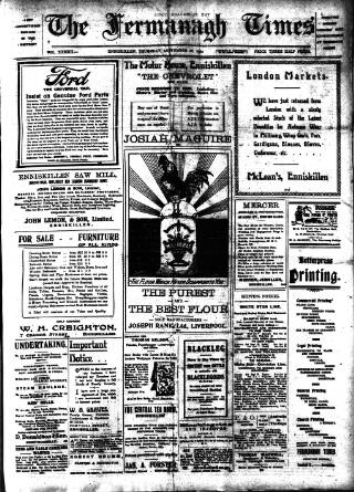 cover page of Fermanagh Times published on September 28, 1922