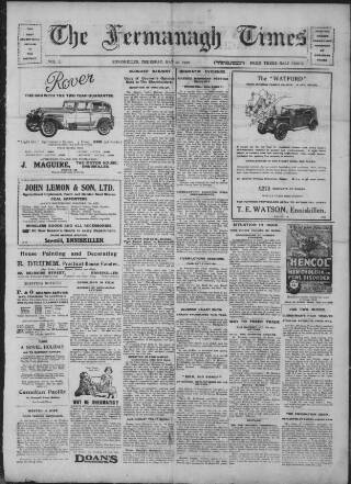 cover page of Fermanagh Times published on May 22, 1930