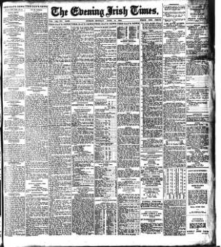 cover page of Evening Irish Times published on June 13, 1910