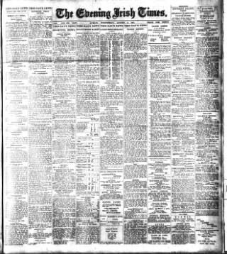 cover page of Evening Irish Times published on August 2, 1911