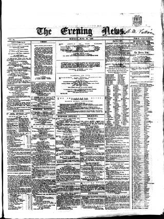 cover page of Evening News (Dublin) published on June 13, 1859