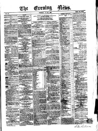 cover page of Evening News (Dublin) published on May 22, 1862