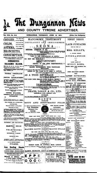 cover page of Dungannon News published on June 13, 1901