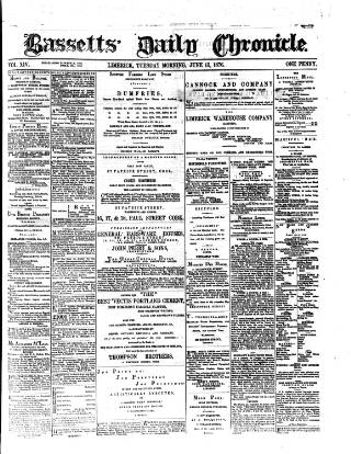 cover page of Bassett's Chronicle published on June 13, 1876