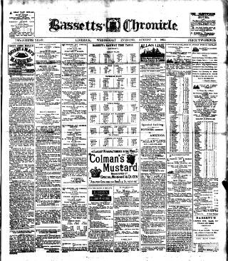 cover page of Bassett's Chronicle published on August 2, 1882