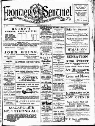 cover page of Frontier Sentinel published on August 2, 1924