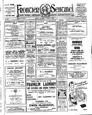 cover page of Frontier Sentinel published on April 1, 1950