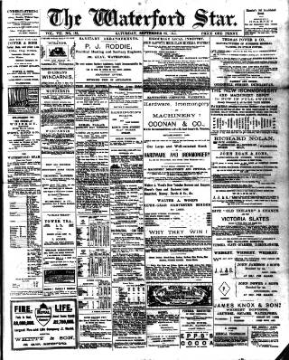 cover page of Waterford Star published on September 28, 1895