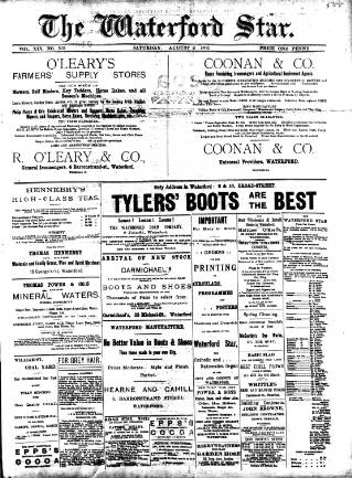 cover page of Waterford Star published on August 2, 1902