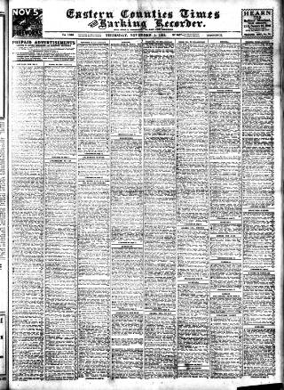 cover page of Eastern Counties' Times published on November 2, 1933