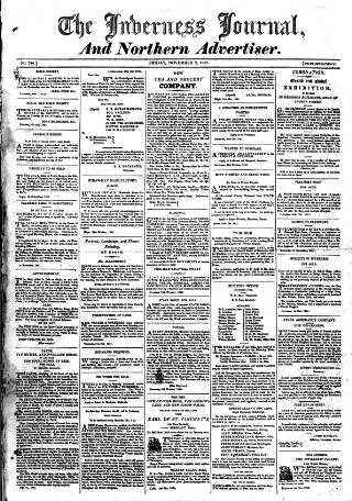 cover page of Inverness Journal and Northern Advertiser published on November 2, 1821