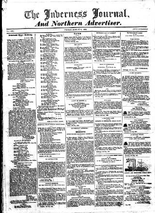 cover page of Inverness Journal and Northern Advertiser published on August 2, 1833