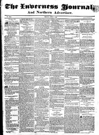 cover page of Inverness Journal and Northern Advertiser published on April 1, 1836