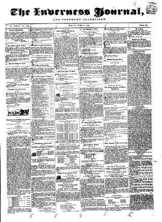 cover page of Inverness Journal and Northern Advertiser published on June 13, 1845