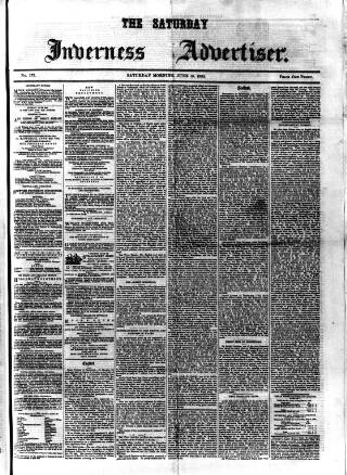 cover page of Saturday Inverness Advertiser published on June 13, 1863