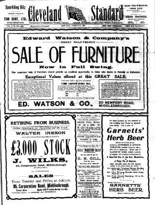 cover page of Cleveland Standard published on August 2, 1913