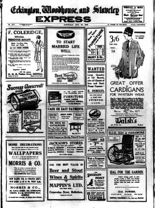 cover page of Eckington, Woodhouse and Staveley Express published on May 22, 1926